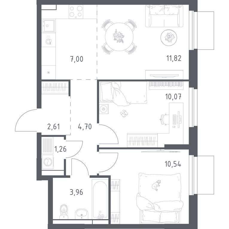 1-BD Apartment Sale, 51.96平方米 at Mytishchi Park, Silikatnaya ulitsa, 41к3, Mytischi, Moscow Region, Russia #2 1-BD Apartment Sale, 51.96平方米 at Mytishchi Park, Silikatnaya ulitsa, 41к3, Mytischi, Moscow Region, Russia #2