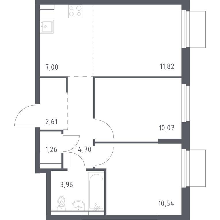 1-BD Apartment Sale, 51.96平方米 at Mytishchi Park, Silikatnaya ulitsa, 41к3, Mytischi, Moscow Region, Russia #1 1-BD Apartment Sale, 51.96平方米 at Mytishchi Park, Silikatnaya ulitsa, 41к3, Mytischi, Moscow Region, Russia #1