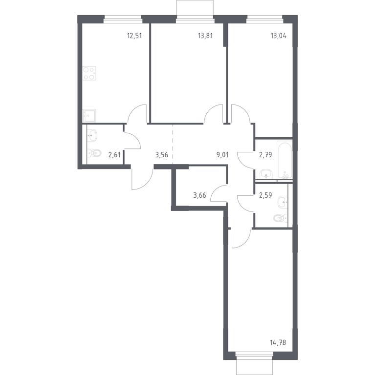 2-BD Apartment Sale, 78.36平方米 at Mytishchi Park, Silikatnaya ulitsa, 41к3, Mytischi, Moscow Region, Russia #1 2-BD Apartment Sale, 78.36平方米 at Mytishchi Park, Silikatnaya ulitsa, 41к3, Mytischi, Moscow Region, Russia #1