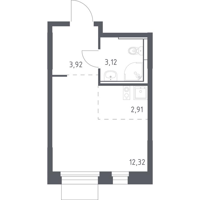 Apartment Sale, 22.27平方米 at Mytishchi Park, Silikatnaya ulitsa, 41к3, Mytischi, Moscow Region, Russia #1