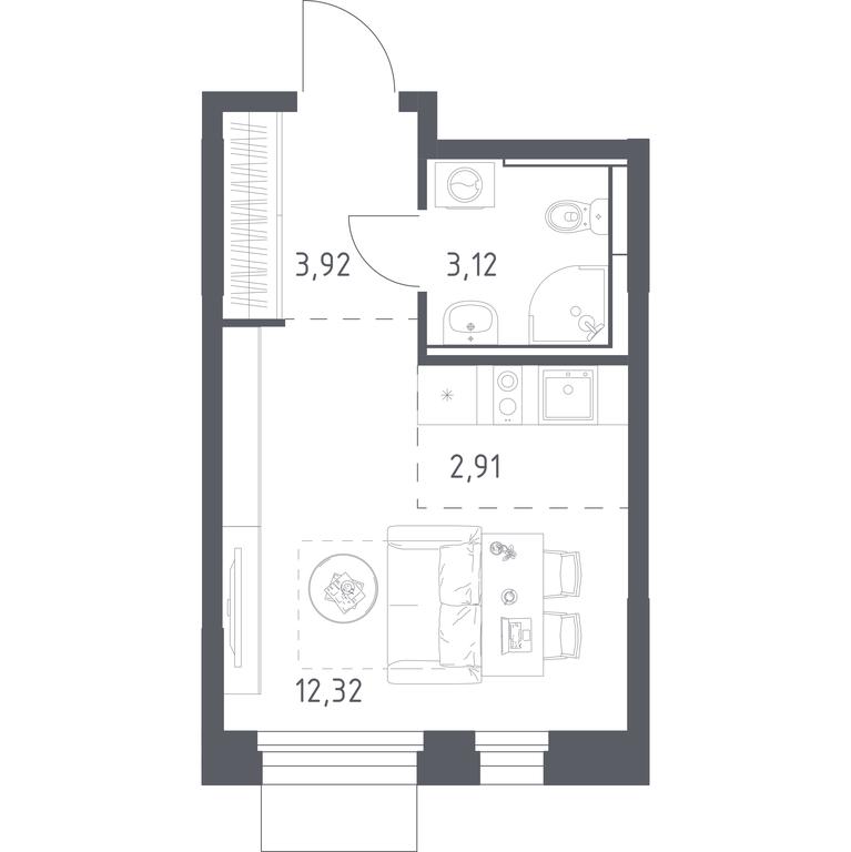 Apartment Sale, 22.27平方米 at Mytishchi Park, Silikatnaya ulitsa, 41к3, Mytischi, Moscow Region, Russia #2