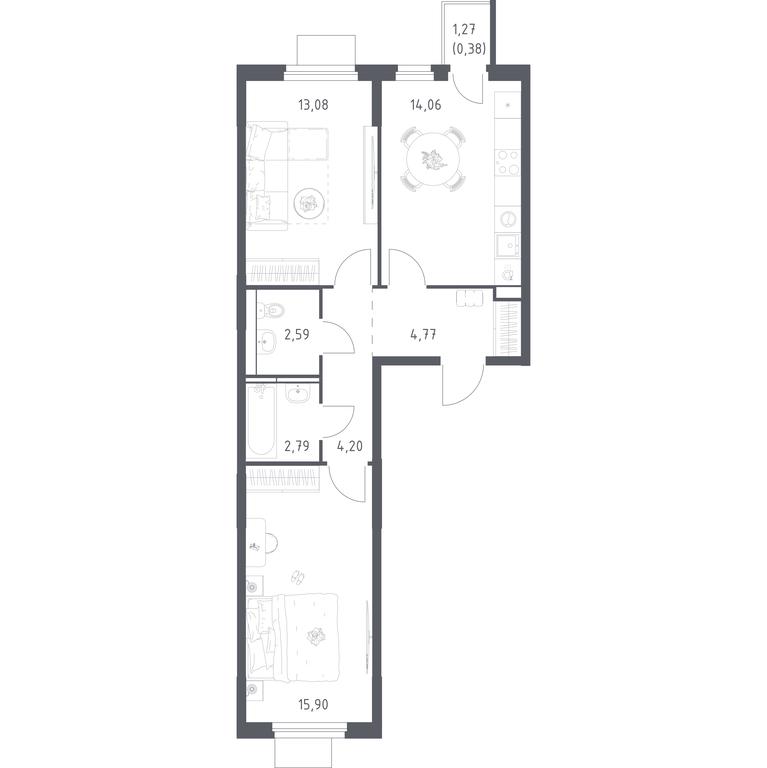 1-BD Apartment Sale, 57.77 sq. m. at Mytishchi Park, Silikatnaya ulitsa, 41к3, Mytischi, Moscow Region, Russia #2 1-BD Apartment Sale, 57.77 sq. m. at Mytishchi Park, Silikatnaya ulitsa, 41к3, Mytischi, Moscow Region, Russia #2