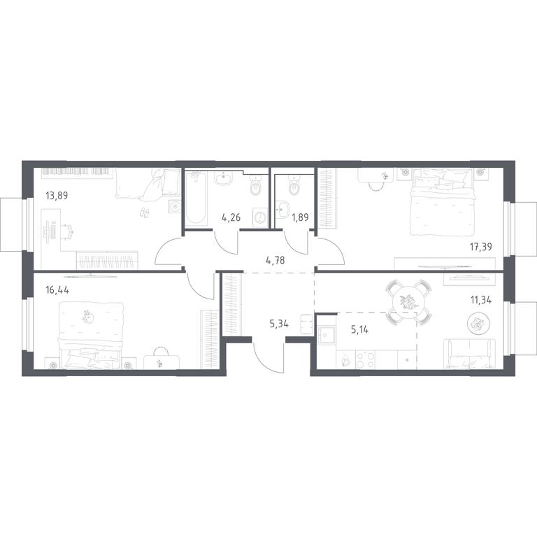 2-BD Apartment Sale, 80.47平方米 at Mytishchi Park, Silikatnaya ulitsa, 41к3, Mytischi, Moscow Region, Russia #2 2-BD Apartment Sale, 80.47平方米 at Mytishchi Park, Silikatnaya ulitsa, 41к3, Mytischi, Moscow Region, Russia #2