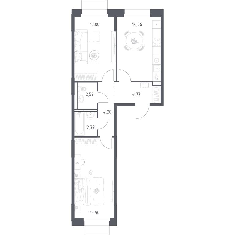 1-BD Apartment Sale, 57.39 sq. m. at Mytishchi Park, Silikatnaya ulitsa, 41к3, Mytischi, Moscow Region, Russia #2 1-BD Apartment Sale, 57.39 sq. m. at Mytishchi Park, Silikatnaya ulitsa, 41к3, Mytischi, Moscow Region, Russia #2