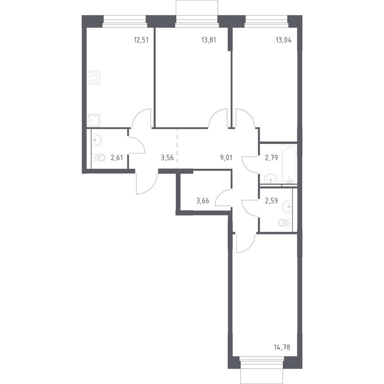2-BD Apartment Sale, 78.36平方米 at Mytishchi Park, Silikatnaya ulitsa, 41к3, Mytischi, Moscow Region, Russia #1 2-BD Apartment Sale, 78.36平方米 at Mytishchi Park, Silikatnaya ulitsa, 41к3, Mytischi, Moscow Region, Russia #1