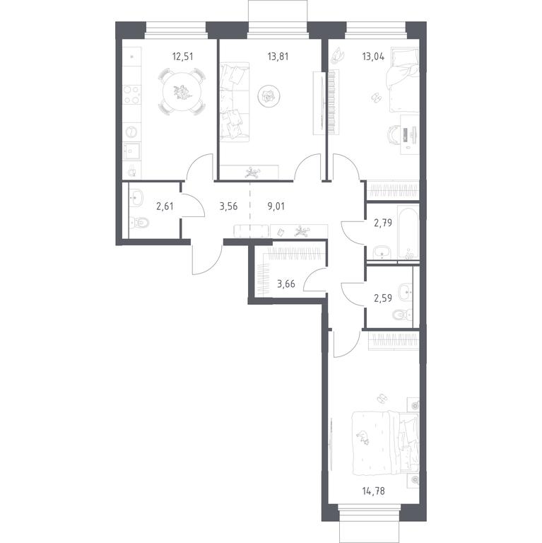 2-BD Apartment Sale, 78.36平方米 at Mytishchi Park, Silikatnaya ulitsa, 41к3, Mytischi, Moscow Region, Russia #2 2-BD Apartment Sale, 78.36平方米 at Mytishchi Park, Silikatnaya ulitsa, 41к3, Mytischi, Moscow Region, Russia #2