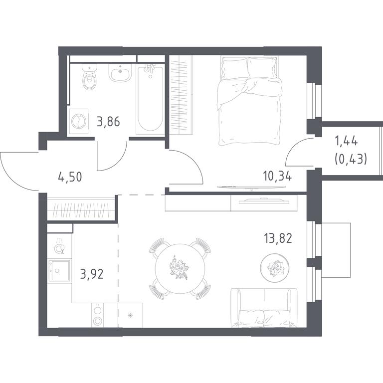 Apartment Sale, 36.87 sq. m. at Mytishchi Park, Silikatnaya ulitsa, 41к3, Mytischi, Moscow Region, Russia #2