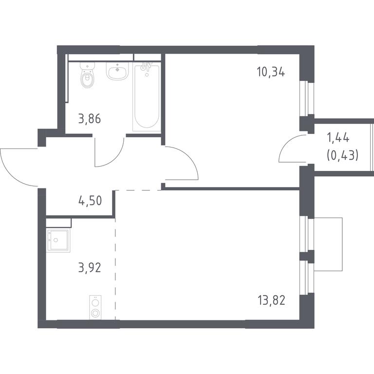 Apartment Sale, 36.87 sq. m. at Mytishchi Park, Silikatnaya ulitsa, 41к3, Mytischi, Moscow Region, Russia #1