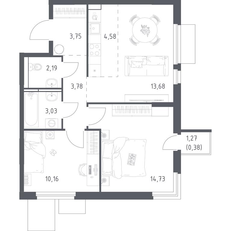 Продажа 1-комн. квартиры, 56,28 м² в ЖК «Мытищи Парк», Силикатная улица, 41к3, Мытищи, Московская область, Россия #2 Продажа 1-комн. квартиры, 56,28 м² в ЖК «Мытищи Парк», Силикатная улица, 41к3, Мытищи, Московская область, Россия #2