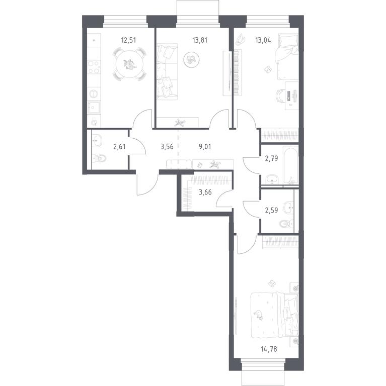 2-BD Apartment Sale, 78.36 sq. m. at Mytishchi Park, Silikatnaya ulitsa, 41к3, Mytischi, Moscow Region, Russia #2 2-BD Apartment Sale, 78.36 sq. m. at Mytishchi Park, Silikatnaya ulitsa, 41к3, Mytischi, Moscow Region, Russia #2