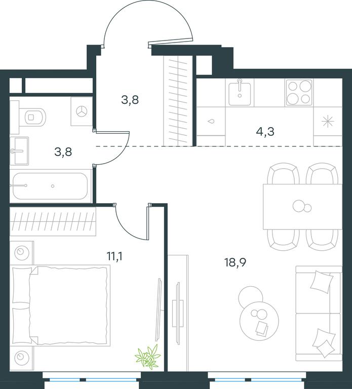 1-BD Apartment Sale, 41.9 sq. m. at Level Michurinskiy, Озёрная улица, вл1, Москва, Россия #1 1-BD Apartment Sale, 41.9 sq. m. at Level Michurinskiy, Озёрная улица, вл1, Москва, Россия #1