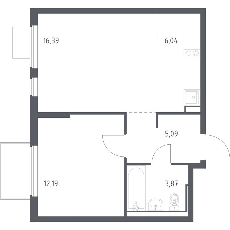 Apartment Sale, 43.58平方米 at Gorki Park, Shkolnaya ulitsa, 2, derevnya Korobovo, Leninskiy City District, Moscow Region, Russia #1
