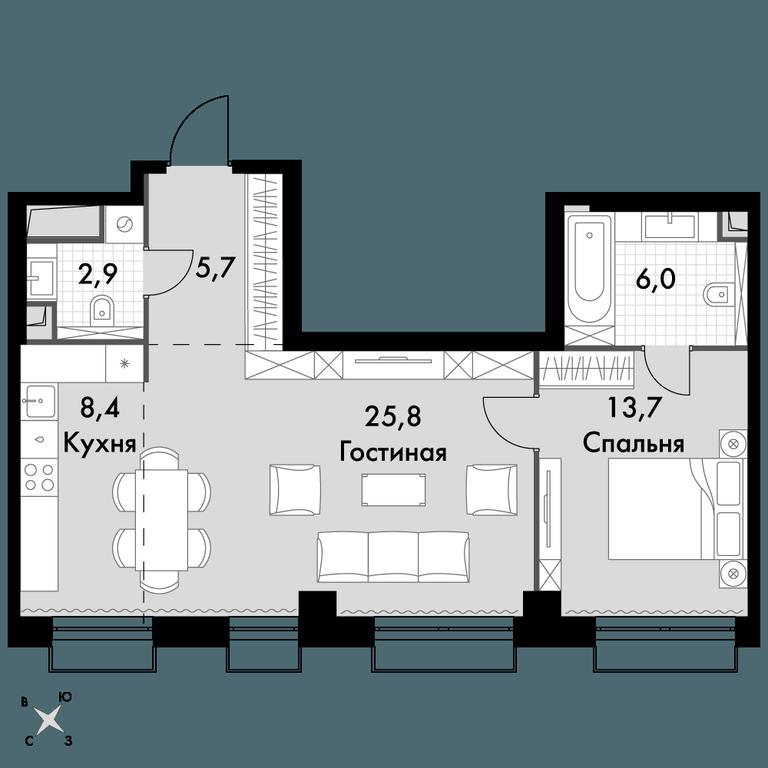 2-BD Apartment Sale, 62.5平方米 at Sydney City, Shenogina Street, 2, Moscow, Russia #1 2-BD Apartment Sale, 62.5平方米 at Sydney City, Shenogina Street, 2, Moscow, Russia #1