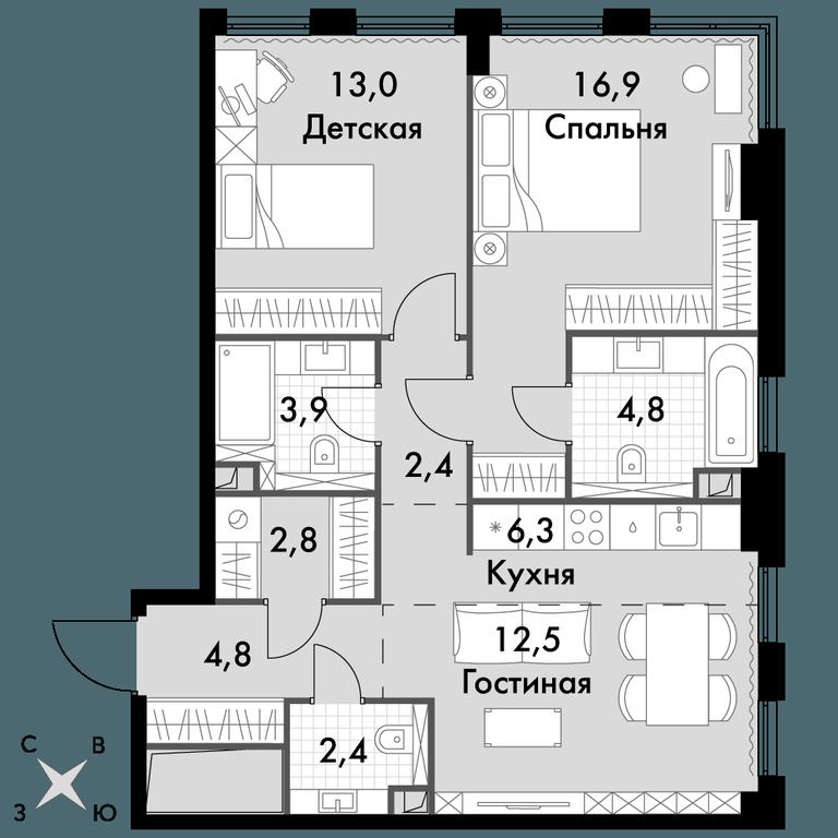 2-BD Apartment Sale, 69.8 sq. m. at Sydney City, Shenogina Street, 2, Moscow, Russia #1 2-BD Apartment Sale, 69.8 sq. m. at Sydney City, Shenogina Street, 2, Moscow, Russia #1