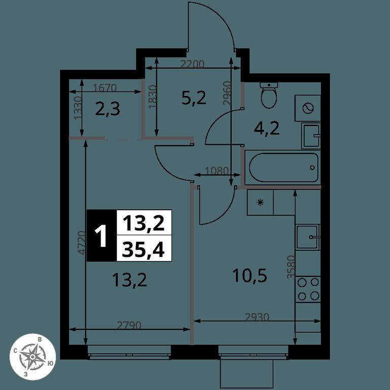 1-BD Apartment Sale, 35.4平方米 at 1 Izmajlovskij, Montazhnaya Street, 8с13, Moscow, Russia #2 1-BD Apartment Sale, 35.4平方米 at 1 Izmajlovskij, Montazhnaya Street, 8с13, Moscow, Russia #2