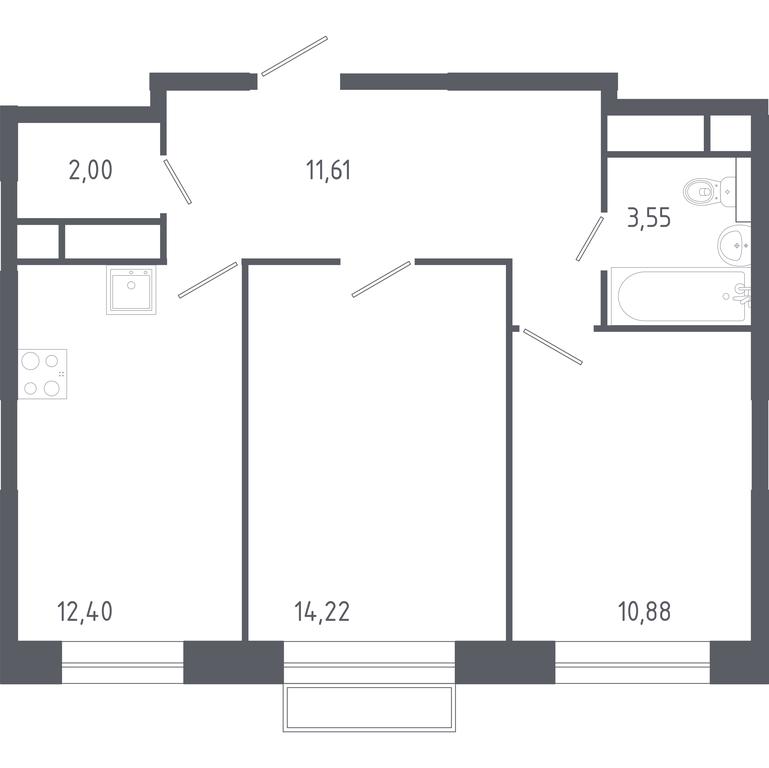 1-BD Apartment Sale, 54.66平方米 at Novograd Pavlino, Kosinskoye shosse, 2, Novoye Pavlino Microdistrict, Balashikha, Moscow Region, Russia #1