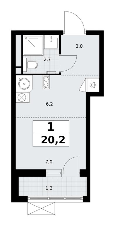 Apartment Sale, 20.2平方米 at Rodniye Kvartaly, Kvartal № 33, Marushkinskoye Settlement, Moscow, Russia #2