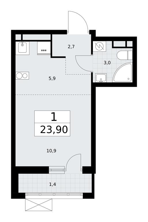 Apartment Sale, 23.9平方米 at Rodniye Kvartaly, Kvartal № 33, Marushkinskoye Settlement, Moscow, Russia #1