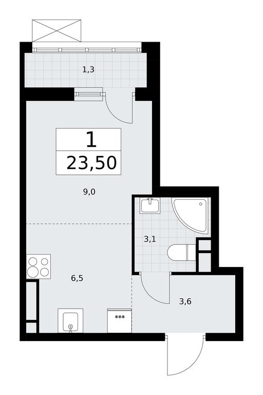 Apartment Sale, 23.5平方米 at Rodniye Kvartaly, Kvartal № 33, Marushkinskoye Settlement, Moscow, Russia #1