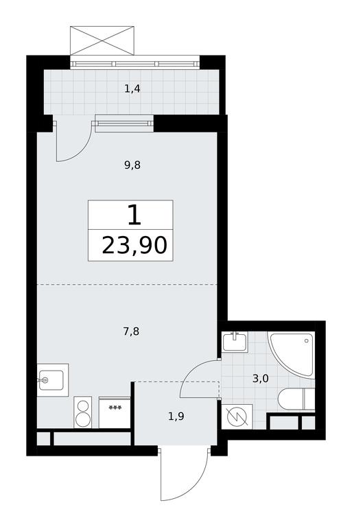 Apartment Sale, 23.9平方米 at Rodniye Kvartaly, Kvartal № 33, Marushkinskoye Settlement, Moscow, Russia #1