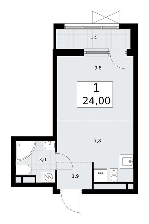 Apartment Sale, 24平方米 at Rodniye Kvartaly, Kvartal № 33, Marushkinskoye Settlement, Moscow, Russia #1