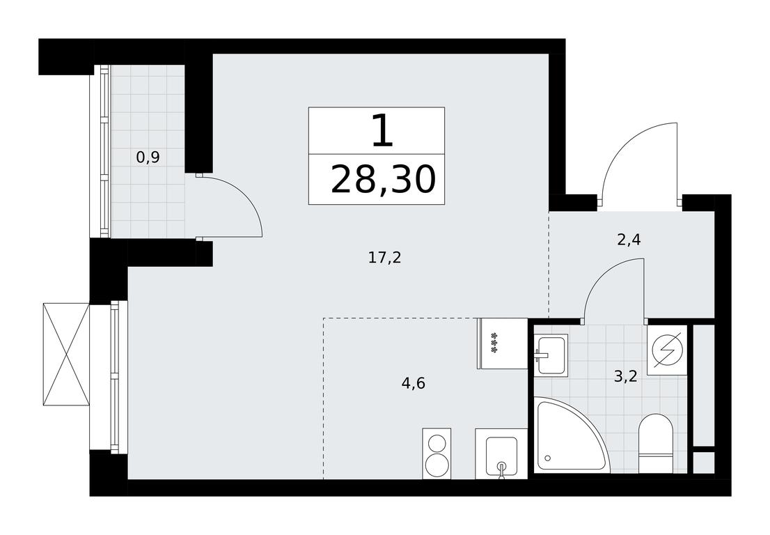 Apartment Sale, 28.3平方米 at Rodniye Kvartaly, Kvartal № 33, Marushkinskoye Settlement, Moscow, Russia #1