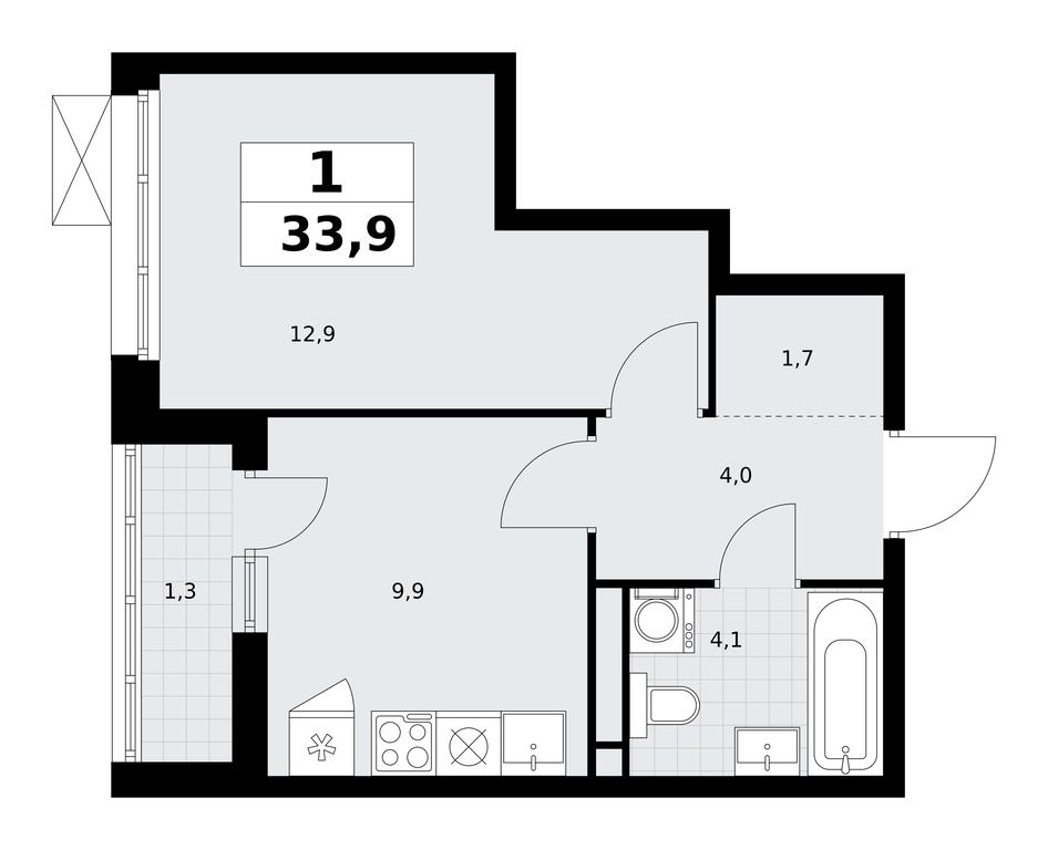 Apartment Sale, 33.9 sq. m. at Rodniye Kvartaly, Kvartal № 33, Marushkinskoye Settlement, Moscow, Russia #2 Apartment Sale, 33.9 sq. m. at Rodniye Kvartaly, Kvartal № 33, Marushkinskoye Settlement, Moscow, Russia #2