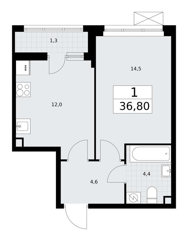 Apartment Sale, 36.8平方米 at Rodniye Kvartaly, Kvartal № 33, Marushkinskoye Settlement, Moscow, Russia #1