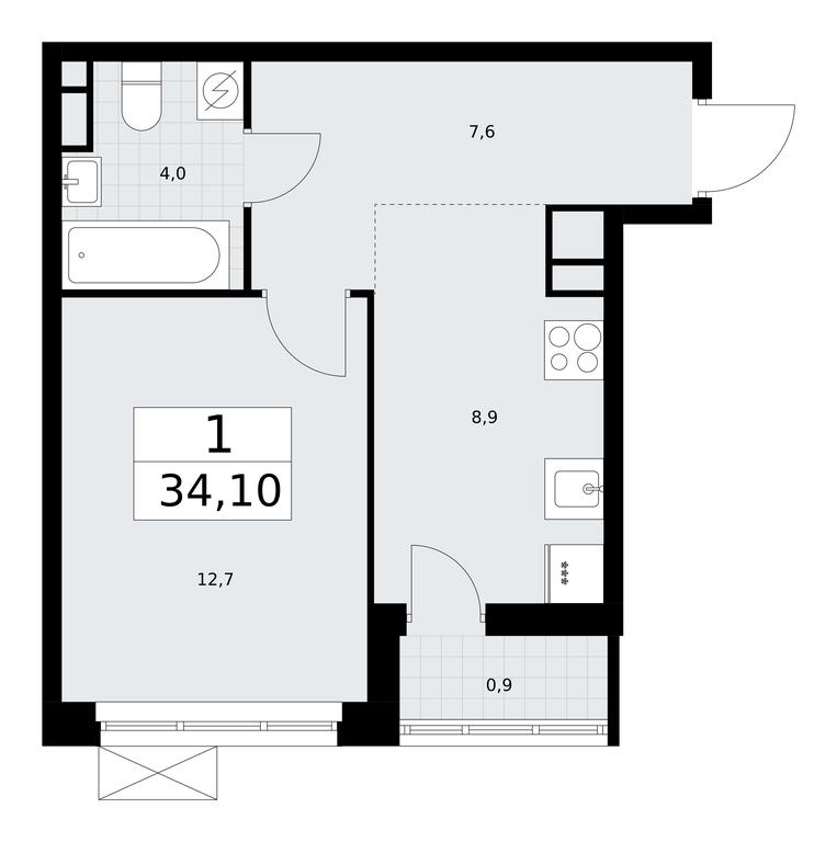 Apartment Sale, 34.1平方米 at Rodniye Kvartaly, Kvartal № 33, Marushkinskoye Settlement, Moscow, Russia #1