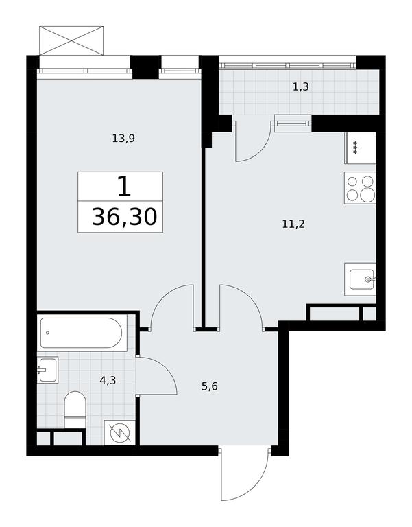 Apartment Sale, 36.3 sq. m. at Rodniye Kvartaly, Kvartal № 33, Marushkinskoye Settlement, Moscow, Russia #1
