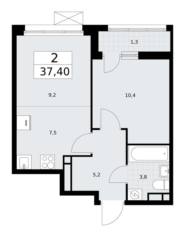 1-BD Apartment Sale, 37.4平方米 at Rodniye Kvartaly, Kvartal № 33, Marushkinskoye Settlement, Moscow, Russia #1