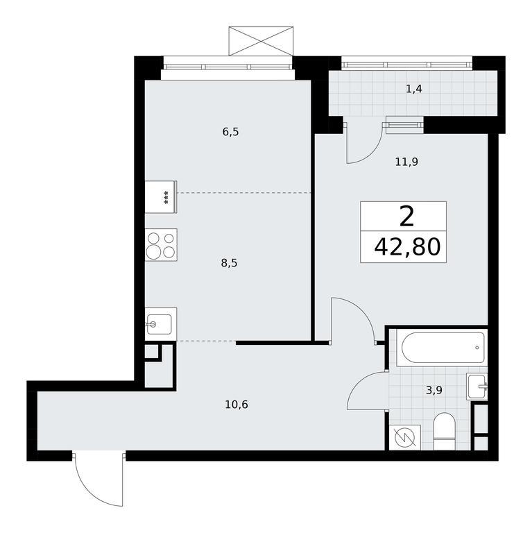1-BD Apartment Sale, 42.8平方米 at Rodniye Kvartaly, Kvartal № 33, Marushkinskoye Settlement, Moscow, Russia #1 1-BD Apartment Sale, 42.8平方米 at Rodniye Kvartaly, Kvartal № 33, Marushkinskoye Settlement, Moscow, Russia #1