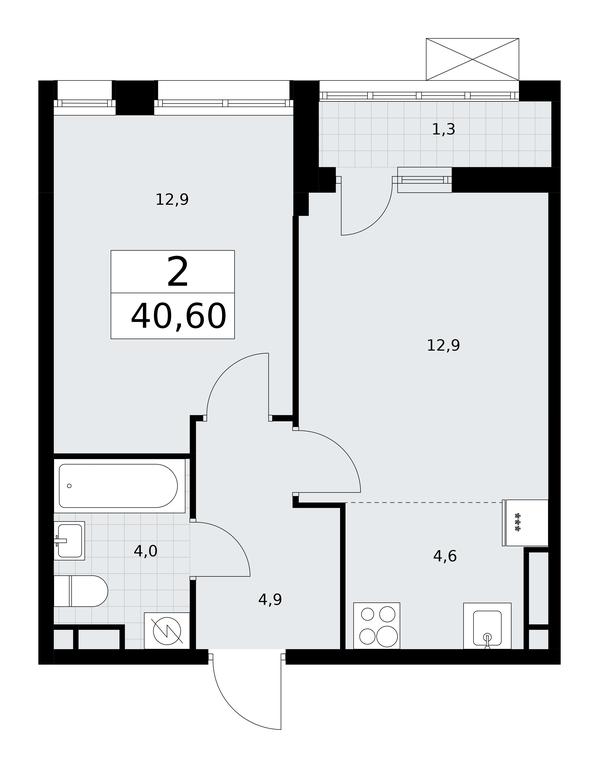 1-BD Apartment Sale, 40.6 sq. m. at Rodniye Kvartaly, Kvartal № 33, Marushkinskoye Settlement, Moscow, Russia #1 1-BD Apartment Sale, 40.6 sq. m. at Rodniye Kvartaly, Kvartal № 33, Marushkinskoye Settlement, Moscow, Russia #1