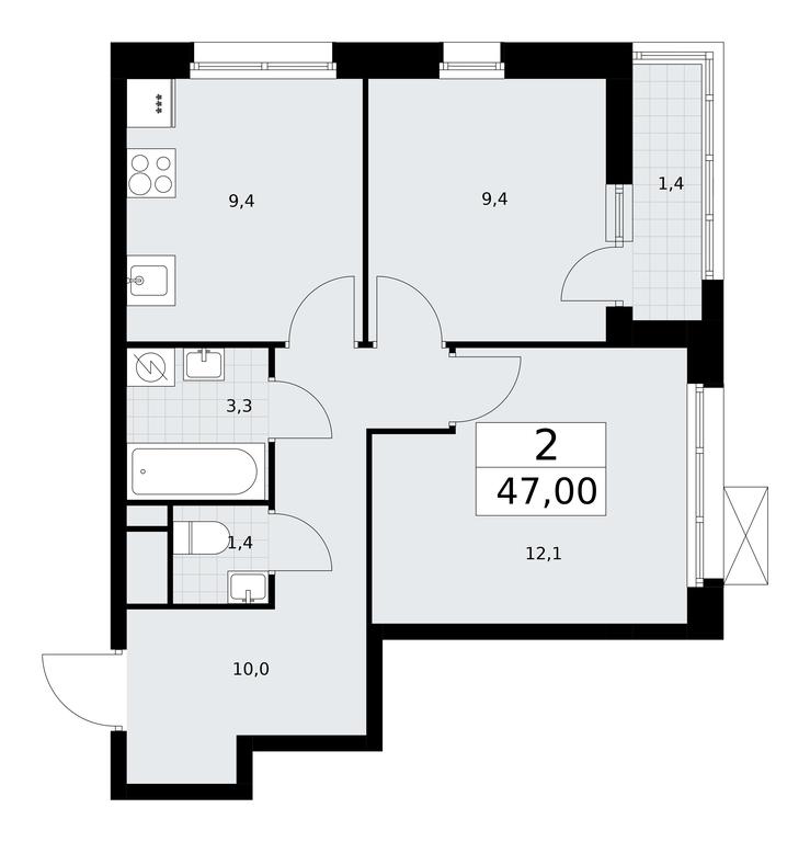 1-BD Apartment Sale, 47平方米 at Rodniye Kvartaly, Kvartal № 33, Marushkinskoye Settlement, Moscow, Russia #1 1-BD Apartment Sale, 47平方米 at Rodniye Kvartaly, Kvartal № 33, Marushkinskoye Settlement, Moscow, Russia #1