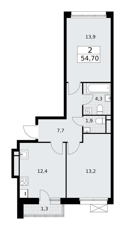 1-BD Apartment Sale, 54.7平方米 at Rodniye Kvartaly, Kvartal № 33, Marushkinskoye Settlement, Moscow, Russia #1 1-BD Apartment Sale, 54.7平方米 at Rodniye Kvartaly, Kvartal № 33, Marushkinskoye Settlement, Moscow, Russia #1