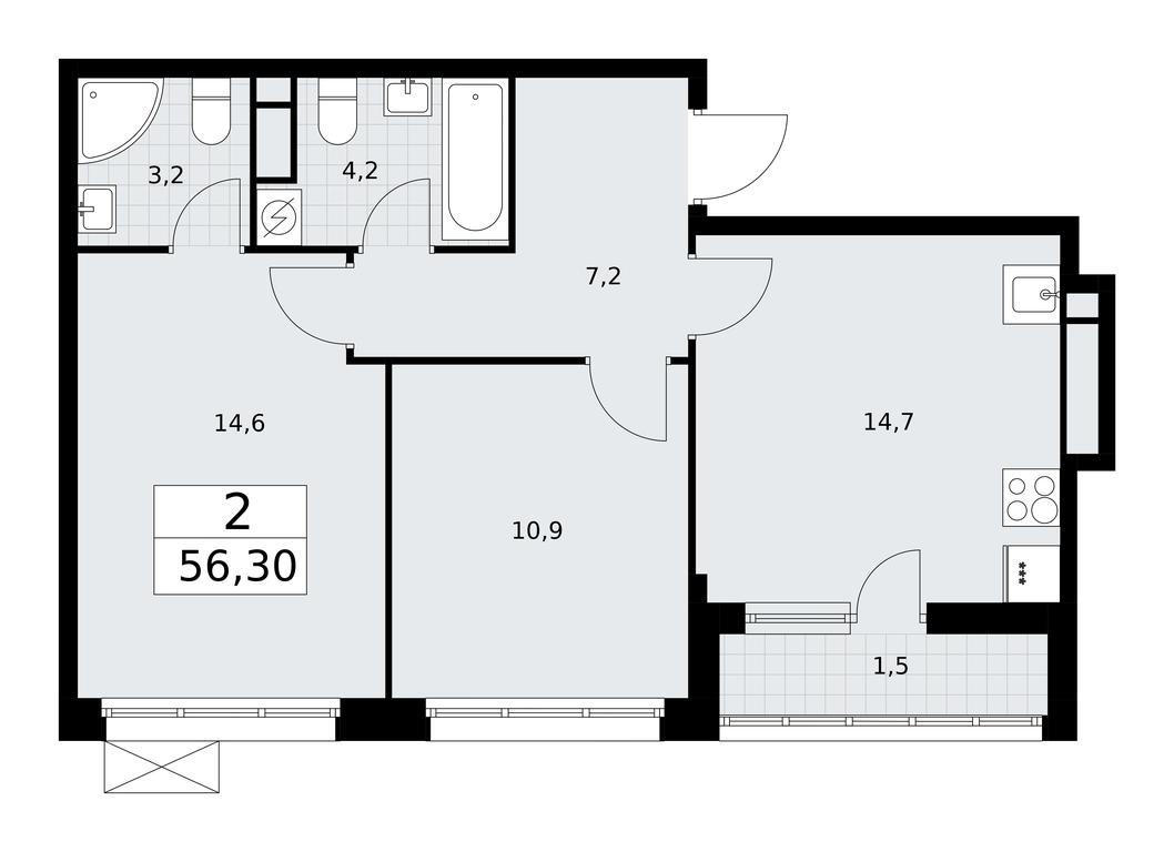 1-BD Apartment Sale, 56.3平方米 at Rodniye Kvartaly, Kvartal № 33, Marushkinskoye Settlement, Moscow, Russia #1 1-BD Apartment Sale, 56.3平方米 at Rodniye Kvartaly, Kvartal № 33, Marushkinskoye Settlement, Moscow, Russia #1
