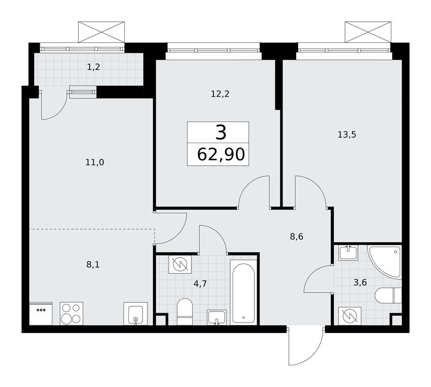 2-BD Apartment Sale, 62.9 sq. m. at Rodniye Kvartaly, Kvartal № 33, Marushkinskoye Settlement, Moscow, Russia #1 2-BD Apartment Sale, 62.9 sq. m. at Rodniye Kvartaly, Kvartal № 33, Marushkinskoye Settlement, Moscow, Russia #1
