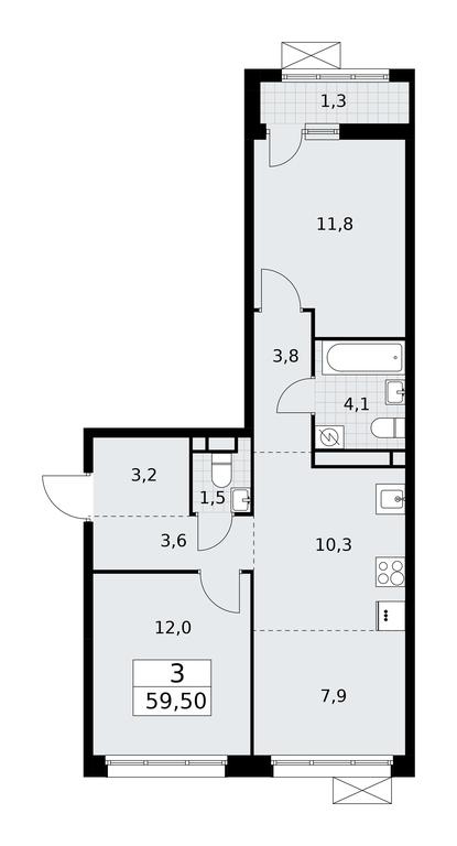 2-BD Apartment Sale, 59.5平方米 at Rodniye Kvartaly, Kvartal № 33, Marushkinskoye Settlement, Moscow, Russia #1 2-BD Apartment Sale, 59.5平方米 at Rodniye Kvartaly, Kvartal № 33, Marushkinskoye Settlement, Moscow, Russia #1