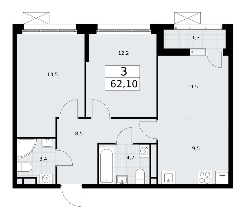 2-BD Apartment Sale, 62.1 sq. m. at Rodniye Kvartaly, Kvartal № 33, Marushkinskoye Settlement, Moscow, Russia #1 2-BD Apartment Sale, 62.1 sq. m. at Rodniye Kvartaly, Kvartal № 33, Marushkinskoye Settlement, Moscow, Russia #1