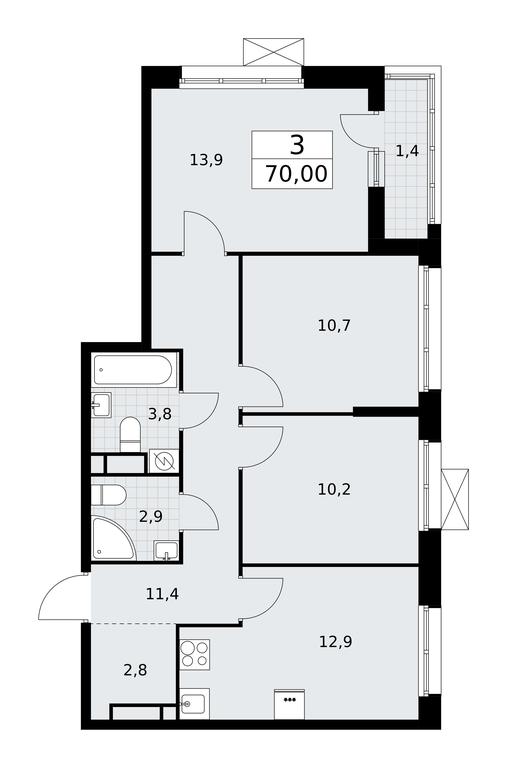 2-BD Apartment Sale, 70平方米 at Rodniye Kvartaly, Kvartal № 33, Marushkinskoye Settlement, Moscow, Russia #1 2-BD Apartment Sale, 70平方米 at Rodniye Kvartaly, Kvartal № 33, Marushkinskoye Settlement, Moscow, Russia #1