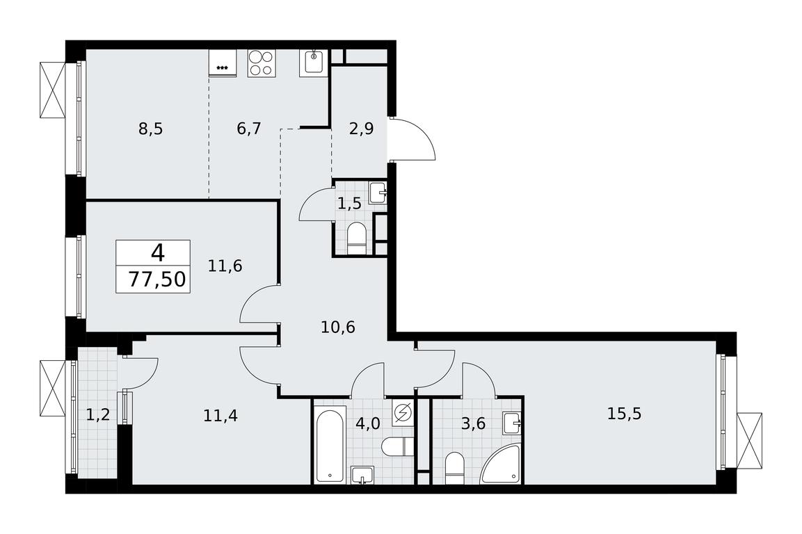 3-BD Apartment Sale, 77.5平方米 at Rodniye Kvartaly, Kvartal № 33, Marushkinskoye Settlement, Moscow, Russia #1 3-BD Apartment Sale, 77.5平方米 at Rodniye Kvartaly, Kvartal № 33, Marushkinskoye Settlement, Moscow, Russia #1