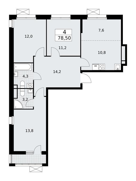 3-BD Apartment Sale, 78.5平方米 at Rodniye Kvartaly, Kvartal № 33, Marushkinskoye Settlement, Moscow, Russia #1 3-BD Apartment Sale, 78.5平方米 at Rodniye Kvartaly, Kvartal № 33, Marushkinskoye Settlement, Moscow, Russia #1