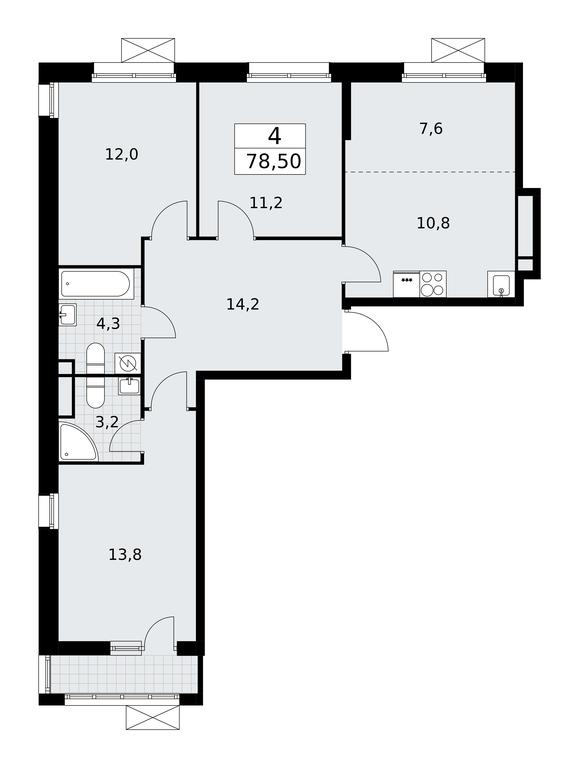 3-BD Apartment Sale, 78.5平方米 at Rodniye Kvartaly, Kvartal № 33, Marushkinskoye Settlement, Moscow, Russia #1 3-BD Apartment Sale, 78.5平方米 at Rodniye Kvartaly, Kvartal № 33, Marushkinskoye Settlement, Moscow, Russia #1