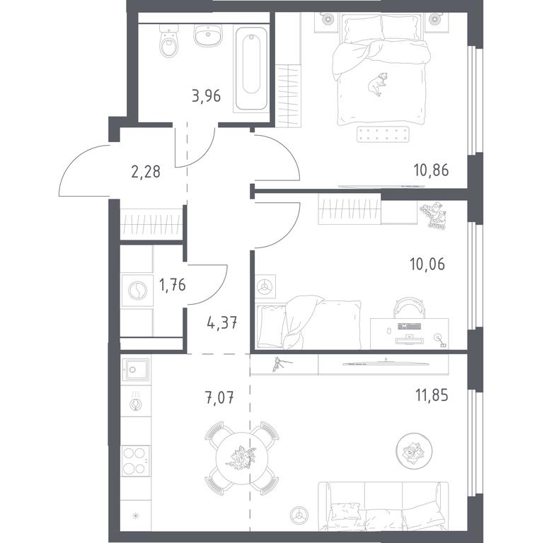 1-BD Apartment Sale, 52.21 sq. m. at Prigorod Lesnoe, Molodyozhny bulvar, 6, derevnya Misaylovo, Leninskiy City District, Moscow Region, Russia #2 1-BD Apartment Sale, 52.21 sq. m. at Prigorod Lesnoe, Molodyozhny bulvar, 6, derevnya Misaylovo, Leninskiy City District, Moscow Region, Russia #2