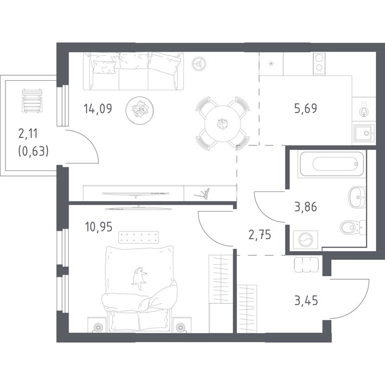 Apartment Sale, 41.42 sq. m. at Prigorod Lesnoe, Molodyozhny bulvar, 6, derevnya Misaylovo, Leninskiy City District, Moscow Region, Russia #2 Apartment Sale, 41.42 sq. m. at Prigorod Lesnoe, Molodyozhny bulvar, 6, derevnya Misaylovo, Leninskiy City District, Moscow Region, Russia #2