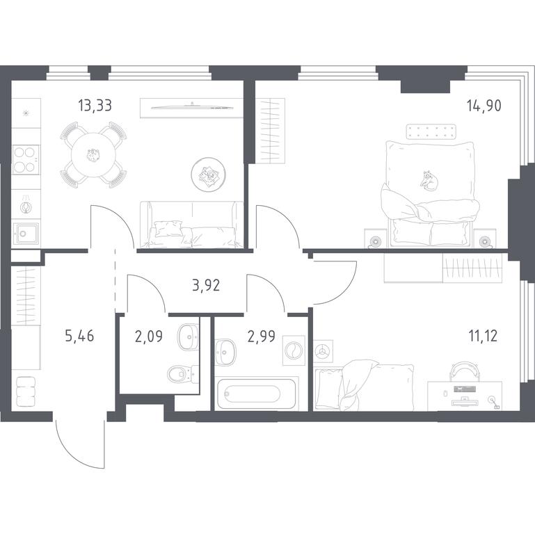 1-BD Apartment Sale, 53.81 sq. m. at Prigorod Lesnoe, Molodyozhny bulvar, 6, derevnya Misaylovo, Leninskiy City District, Moscow Region, Russia #2 1-BD Apartment Sale, 53.81 sq. m. at Prigorod Lesnoe, Molodyozhny bulvar, 6, derevnya Misaylovo, Leninskiy City District, Moscow Region, Russia #2