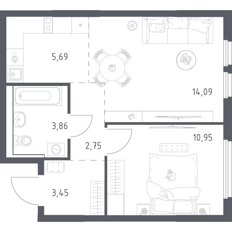 Apartment Sale, 40.79平方米 at Prigorod Lesnoe, Molodyozhny bulvar, 6, derevnya Misaylovo, Leninskiy City District, Moscow Region, Russia #2 Apartment Sale, 40.79平方米 at Prigorod Lesnoe, Molodyozhny bulvar, 6, derevnya Misaylovo, Leninskiy City District, Moscow Region, Russia #2