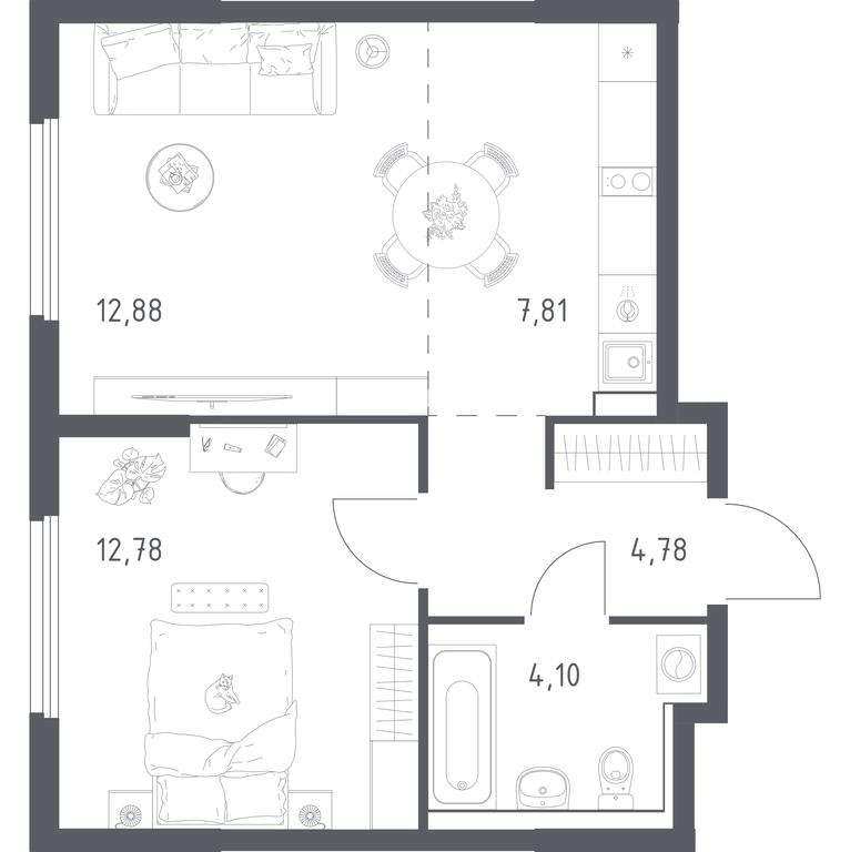 Apartment Sale, 42.35 sq. m. at Prigorod Lesnoe, Molodyozhny bulvar, 6, derevnya Misaylovo, Leninskiy City District, Moscow Region, Russia #2