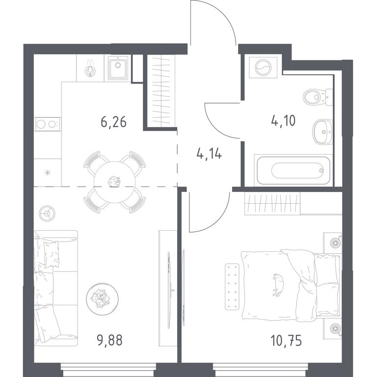 Apartment Sale, 35.13 sq. m. at Prigorod Lesnoe, Molodyozhny bulvar, 6, derevnya Misaylovo, Leninskiy City District, Moscow Region, Russia #2