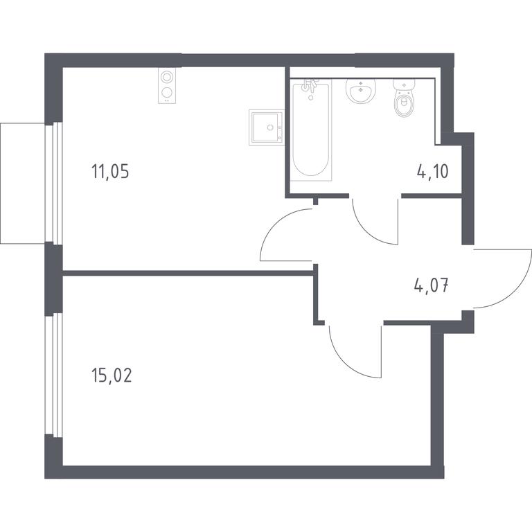 Apartment Sale, 34.24 sq. m. at Prigorod Lesnoe, Molodyozhny bulvar, 6, derevnya Misaylovo, Leninskiy City District, Moscow Region, Russia #1